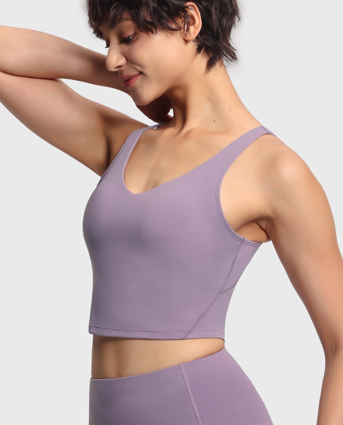 THE GYM PEOPLE Women’s Longline Sports Bra Wirefree Padded Medium Support Yoga Bras Gym Running Workout Tank Tops Grey Purple