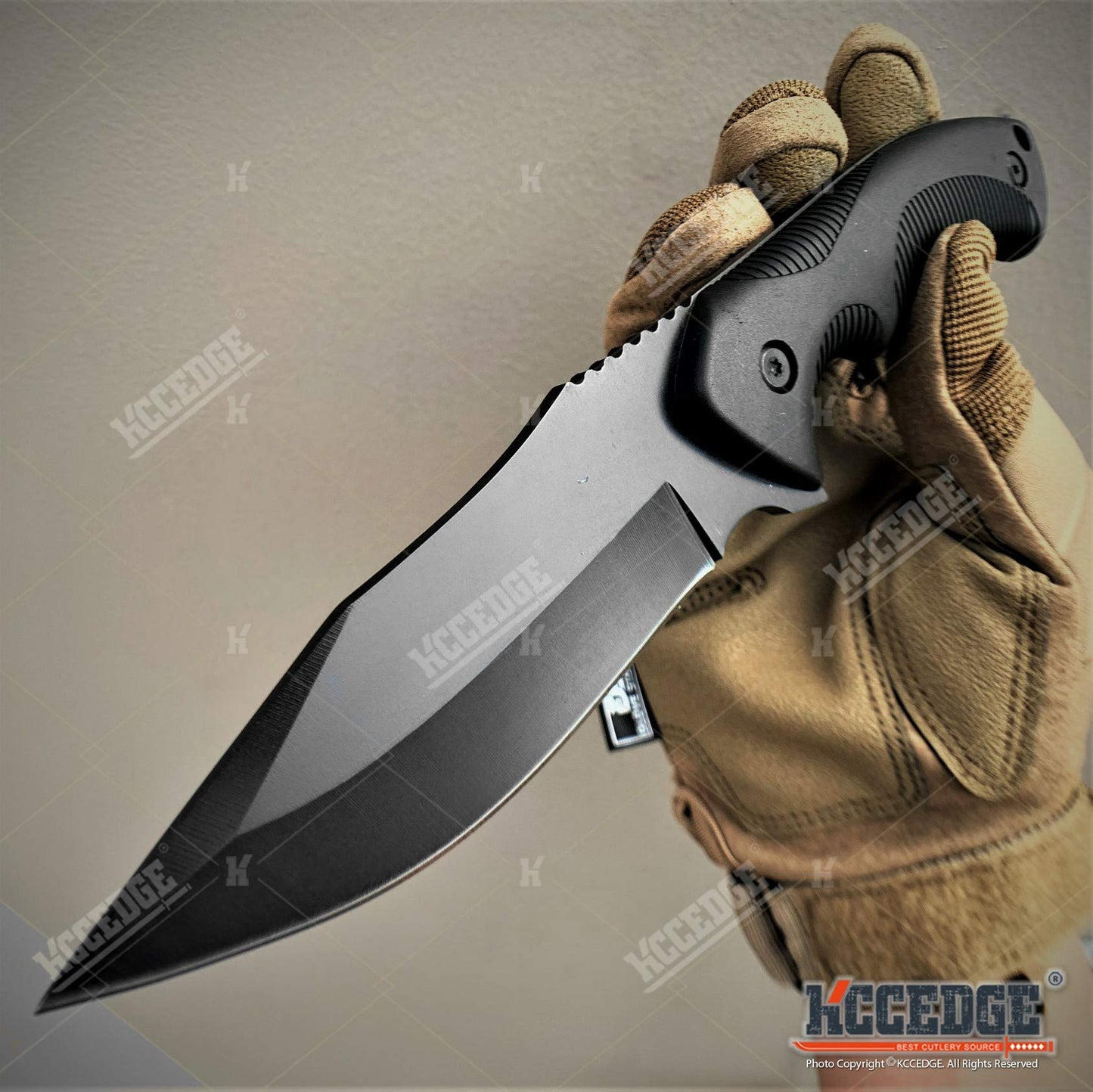 KCCEDGE Tactical Knife Hunting Knife Survival Knife 9" Full Tang Fixed Blade Knives Camping Accessories Camping Gear Survival Kit Survival Gear And Equipment Tactical Gear 80213 (Black)