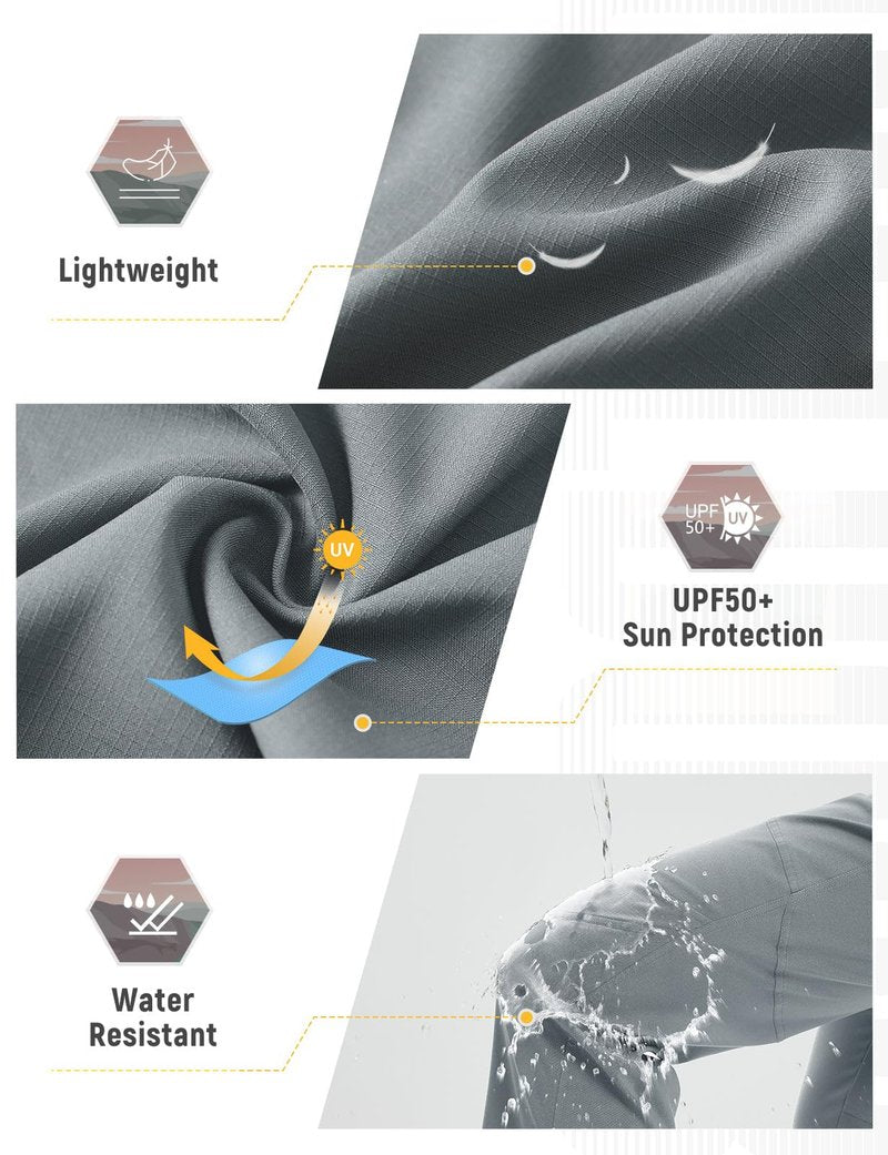 baleaf Women's Hiking Pants Ripstop Waterproof Lightweight Quick Dry Zip Pockets Sun Protection UPF50+ Travel Camping Dark Gray L
