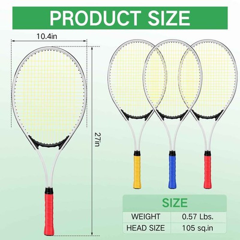 Motionchic 6 Pcs Tennis Rackets for Adult Recreational 6 Players 27'' Tennis Racket Set with 3 Balls Lightweight Tennis Rackets for Tennis Training Beginner with Overgrip and Bag(Red)