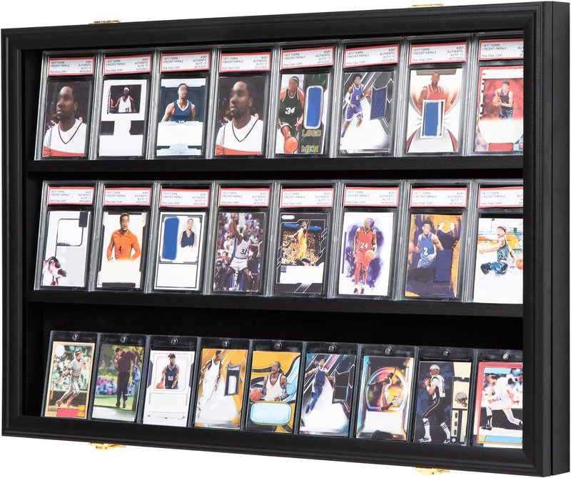 Baseball Card Display Case - Lockable Wall Mount with UV Protection Acrylic Door | Holds Graded Cards