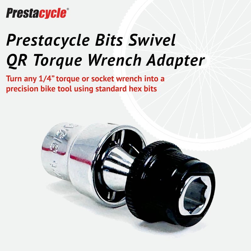 Prestacycle Bits Swivel Quick Release Torque Wrench Adapter – Fits All 1/4? Socket-Type Wrenches, Swivel Head for Off-Angle Access, Compatible with Standard 1/4? Hex Bits