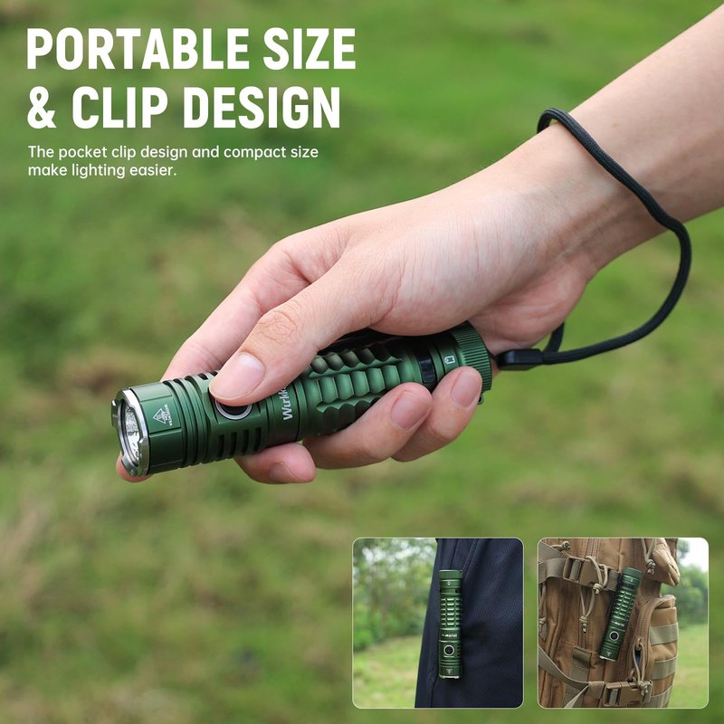 Wurkkos LED Flashlight High Lumen Rechargeable - TS22 4800 lm Super Bright 70.3 HI LED Flashlight USB C Charging IP68 - Constant Current Output Flashlight for Dog Walking Ramping Emergency Hiking