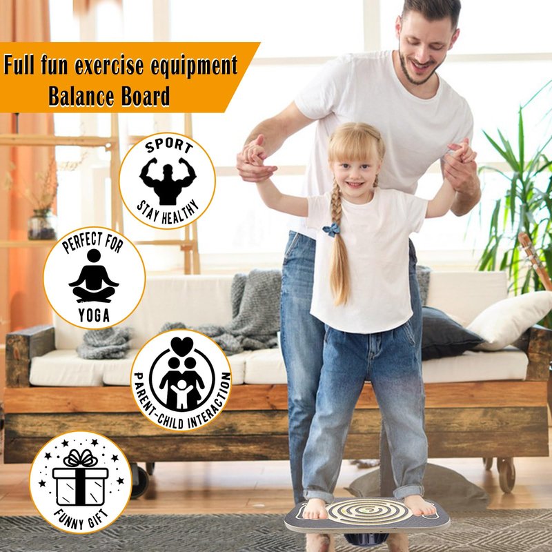 Wooden Balance Board Maze, Wobble Balance Board for Kids and Adults, for Core Strength Training, Leg Workout, Physical Therapy, Fitness, Skateboarding with Labyrinth