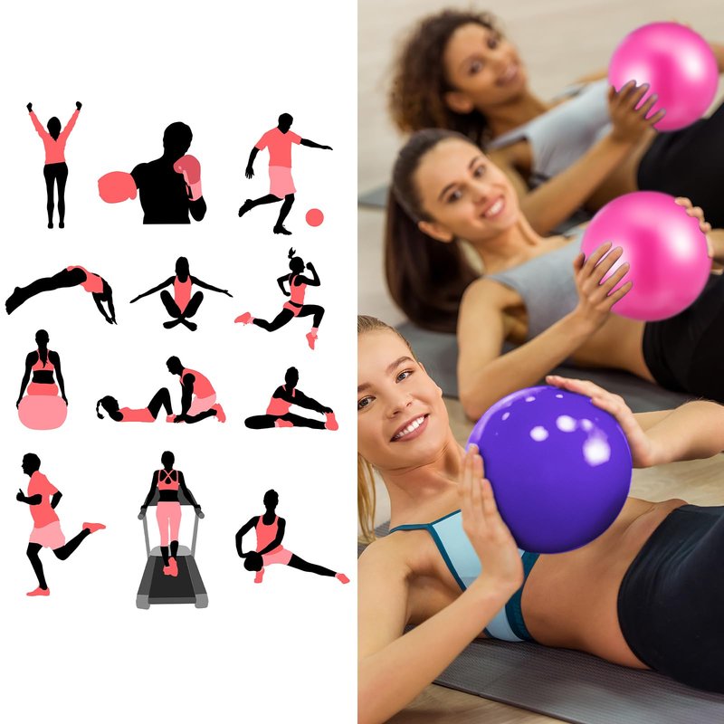 Kifmurase 10Pcs Small Exercise Balls, 9 Inch Mini Pilates Ball, Yoga Therapy Core Ball, Barre Equipment Mini Yoga Balls for Stability, Fitness, Physical Therapy, Stretching at Home Gym & Office