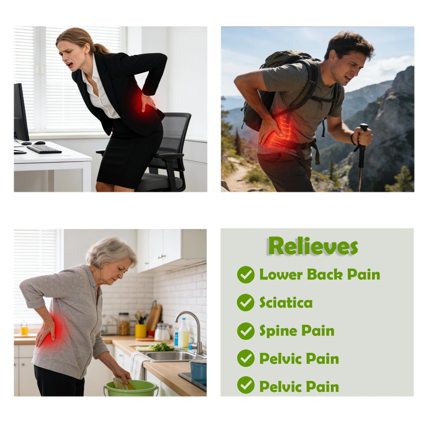 Lightweight Lower Back Brace for Women Men: Narrow Lumbar Support for Pain Relief/Adjutable Dual Compression Belt Alleviates Pain in Lower Back, Leg, Pelvis, Hip&Spine Sciatica/Good for Work Excercise