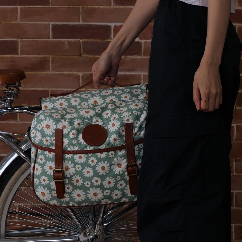 TOURBON Nylon Double Pannier Rear Rack Bag for Bicycle, Bike Saddlebag with Shoulder Strap