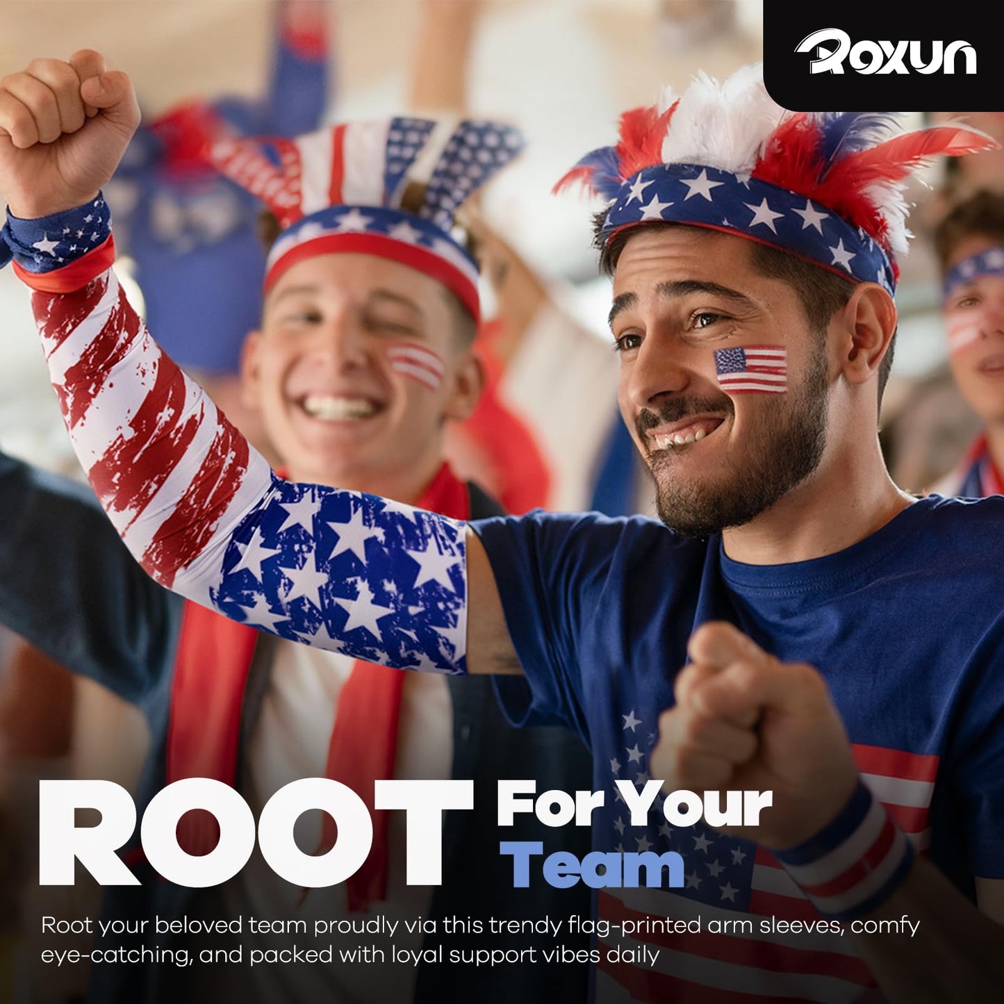 ROXUN 2 Pairs Flag Arm Sleeves Cooling UV Protection for Men Women Soccer Football Sports France Flag