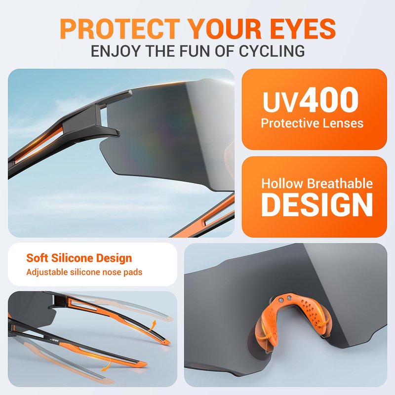 HENMI Polarized Sports Sunglasses for Mens Womens Cycling Bike Glasses,Baseball Running Fishing and Driving UV400 Protection