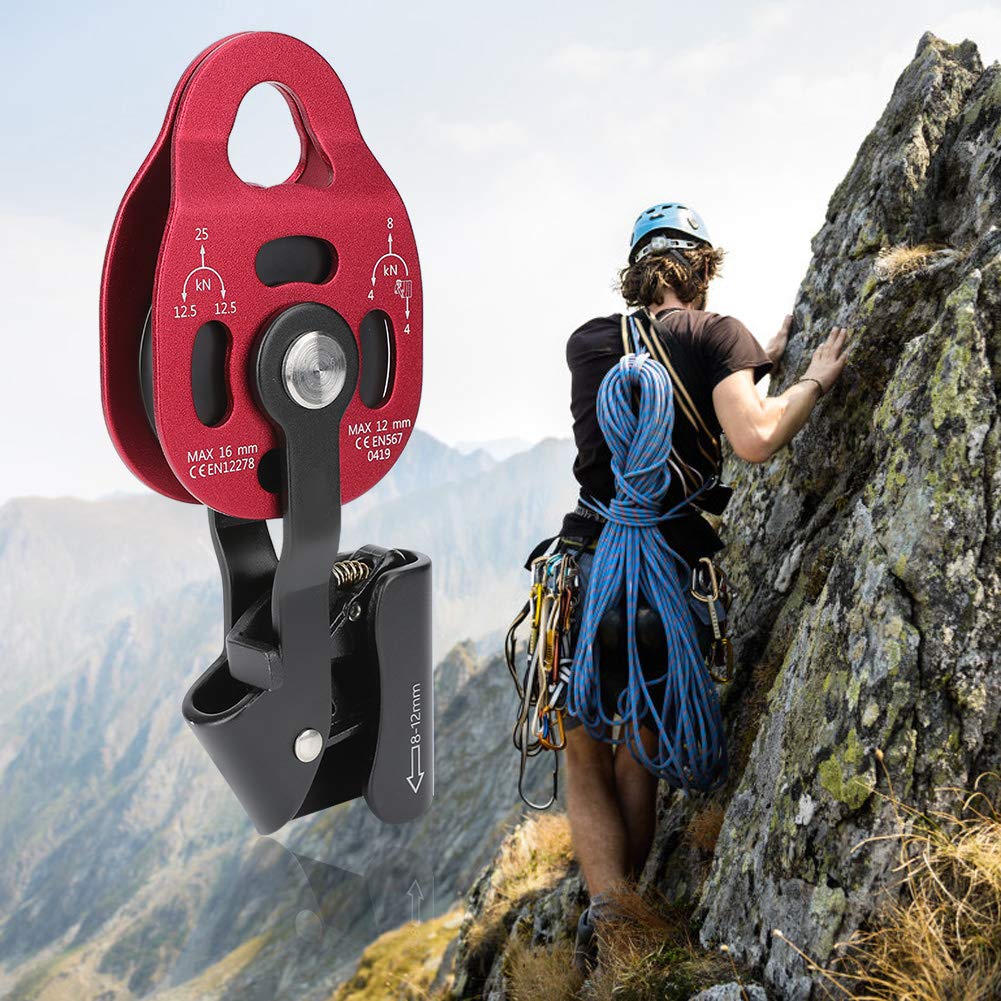 Keenso Climbing Pulley, 4KN Load Capacity, Aluminium Construction Single Rope Pulley, Compact and Durable for Indoor Climbing, Outdoor Climbing, Training Equipment, Home Gym