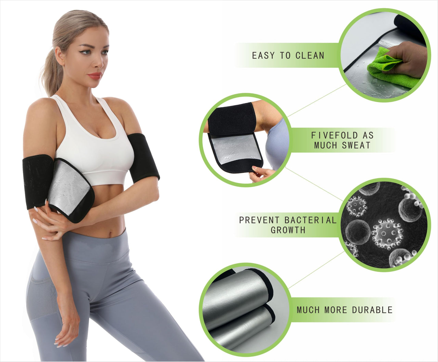 Dokelovy Sauna Arm Sleeves for Women & Men, Adjustable Sweat Arm Trimmer Toning Bands Arm Fat Reducer for Workout Gym 2-Pack