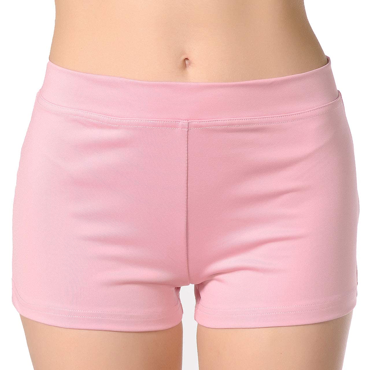 ALLNOWA Boy Cut Shorts Low Rise Spandex Active Dance Shorts Yoga Workout Fitness for Women (Small, Pink)