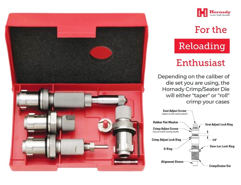 Hornady Custom Grade New Dimension 4-Die Set, 350 Legend (.335) (546401) - Caliber Specific Reloading Equipment for Handloaders with Full Length Sizer Die, Seating Die, Sure-Loc Rings, & Storage Box