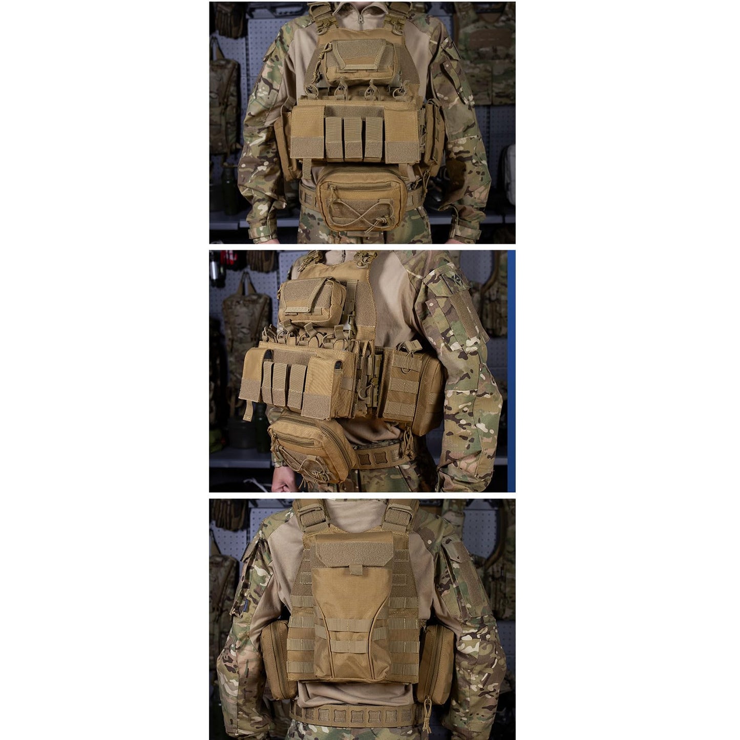 YAKEDA Outdoor Training Vest With PALS System MultiFunctional MOLLE Quick Release Vest- For Hiking, Camping Training (US, Alpha, One Size, Regular, Regular, CP2.0)