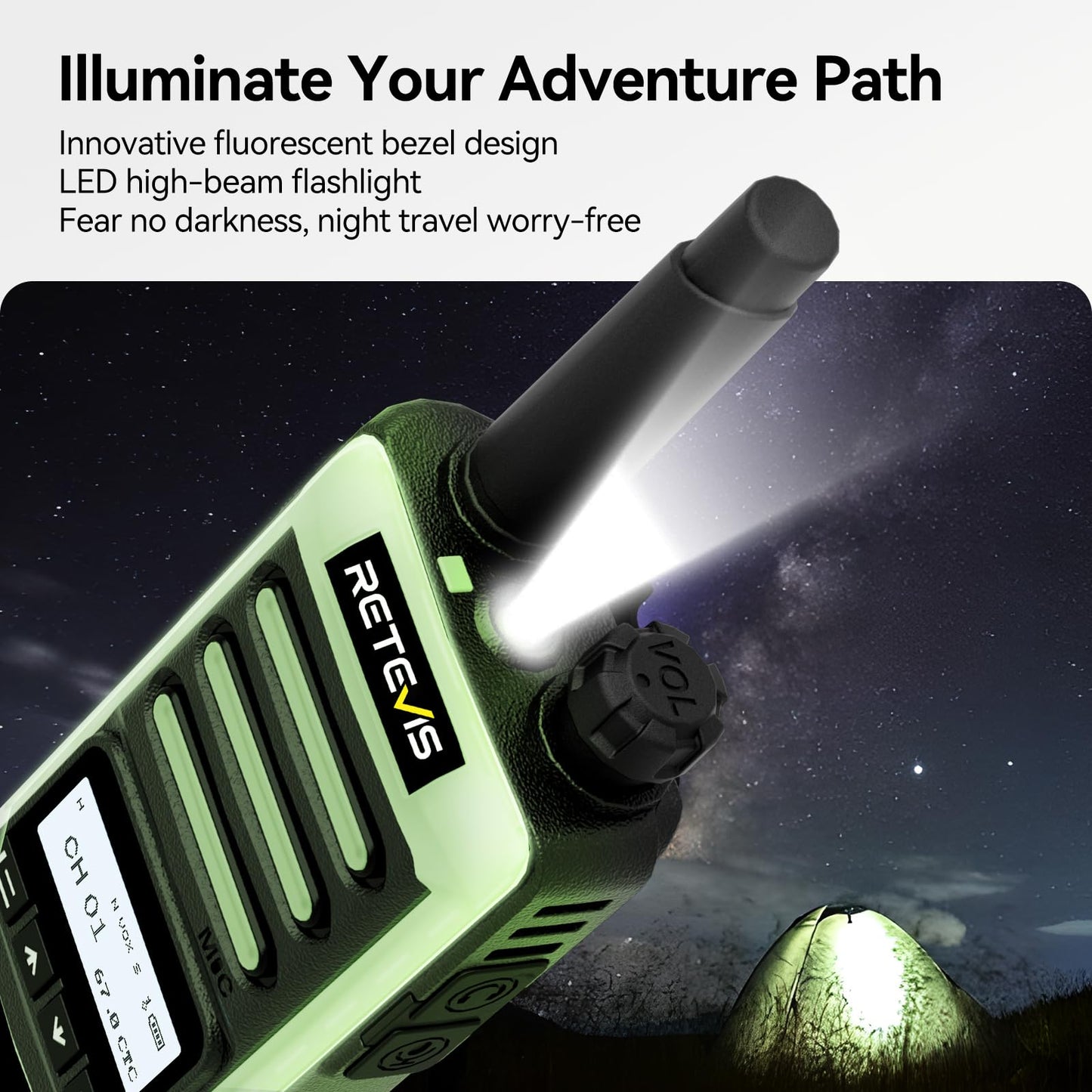 Retevis RB66S Walkie Talkies for Adults, Fast Charging, Flashlight, USB-C, Portable FRS Two Way Radios with LCD Screen, Fluorescent Design, 2 Way Radio for Work Outdoor Camping(3 Pack)