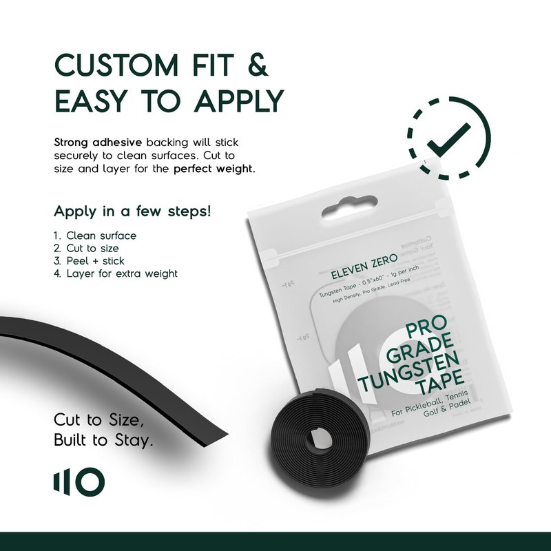 Eleven Zero Tungsten Tape for Pickleball Paddles, Pickleball Paddle Weights Non-Toxic Material & Lead Tape Alternative, High-Density Weighted Tape for Easy Customization