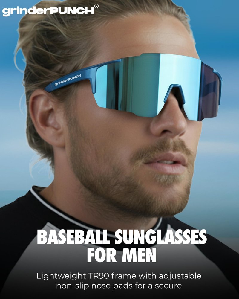 grinderPUNCH Sports Sunglasses Cycling Glasses UV Protection for Driving Running Hiking Fishing (Blue)