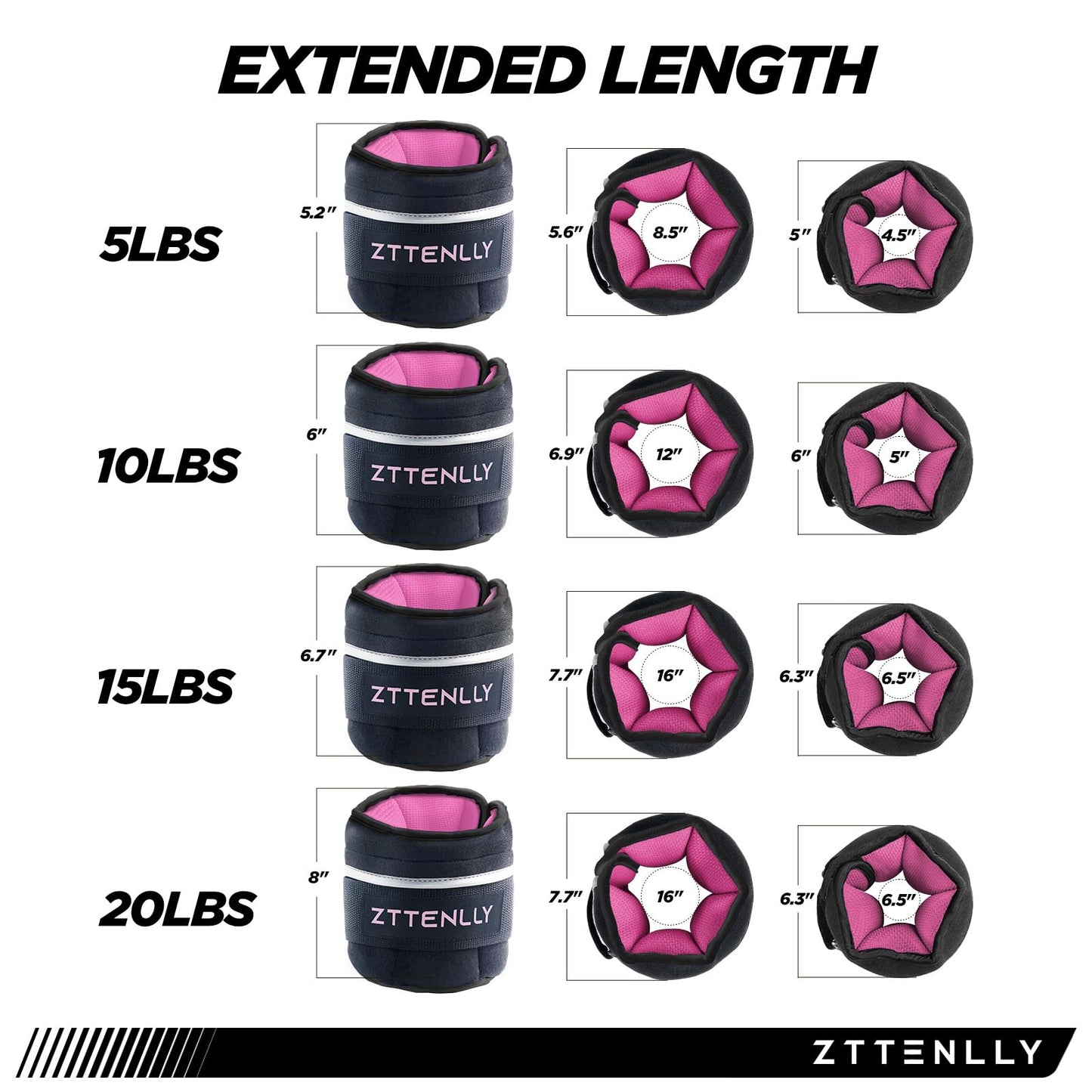 ZTTENLLY 5/10/15/18/20lbs Pair Adjustable Ankle Weights with Carry Bag Sets for Women Men Kids To Running, Walking, Fitness Training, Yoga,