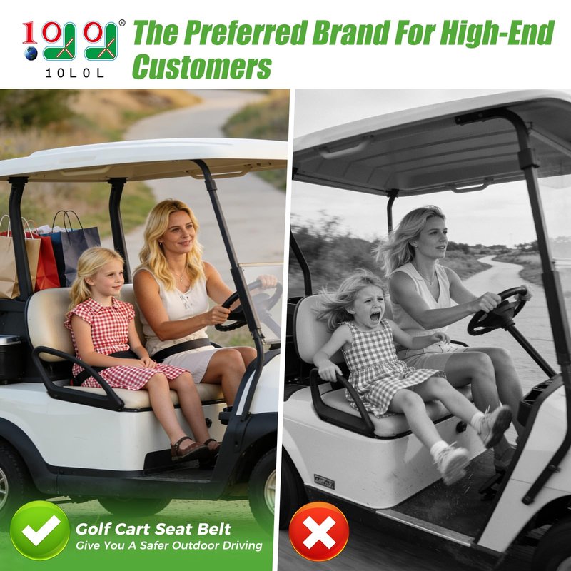 10L0L Universal Seat Belts Kit for Yamaha EZGO Club Car Golf Cart, 42 Inch Retractable Street Legal Seat Belts, Set of 2