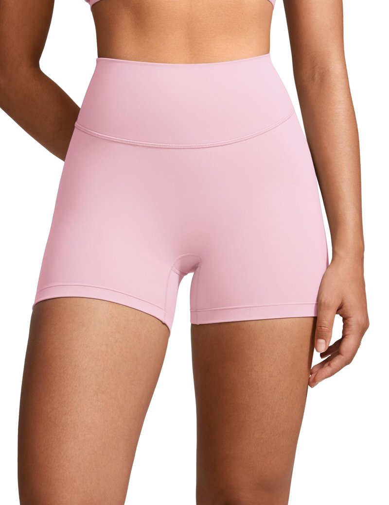 INGIA Womens High Waist No Front Seam Biker Shorts 4 Inches Running Volleyball Spandex Yoga Gym Workouts Milk Pink Small
