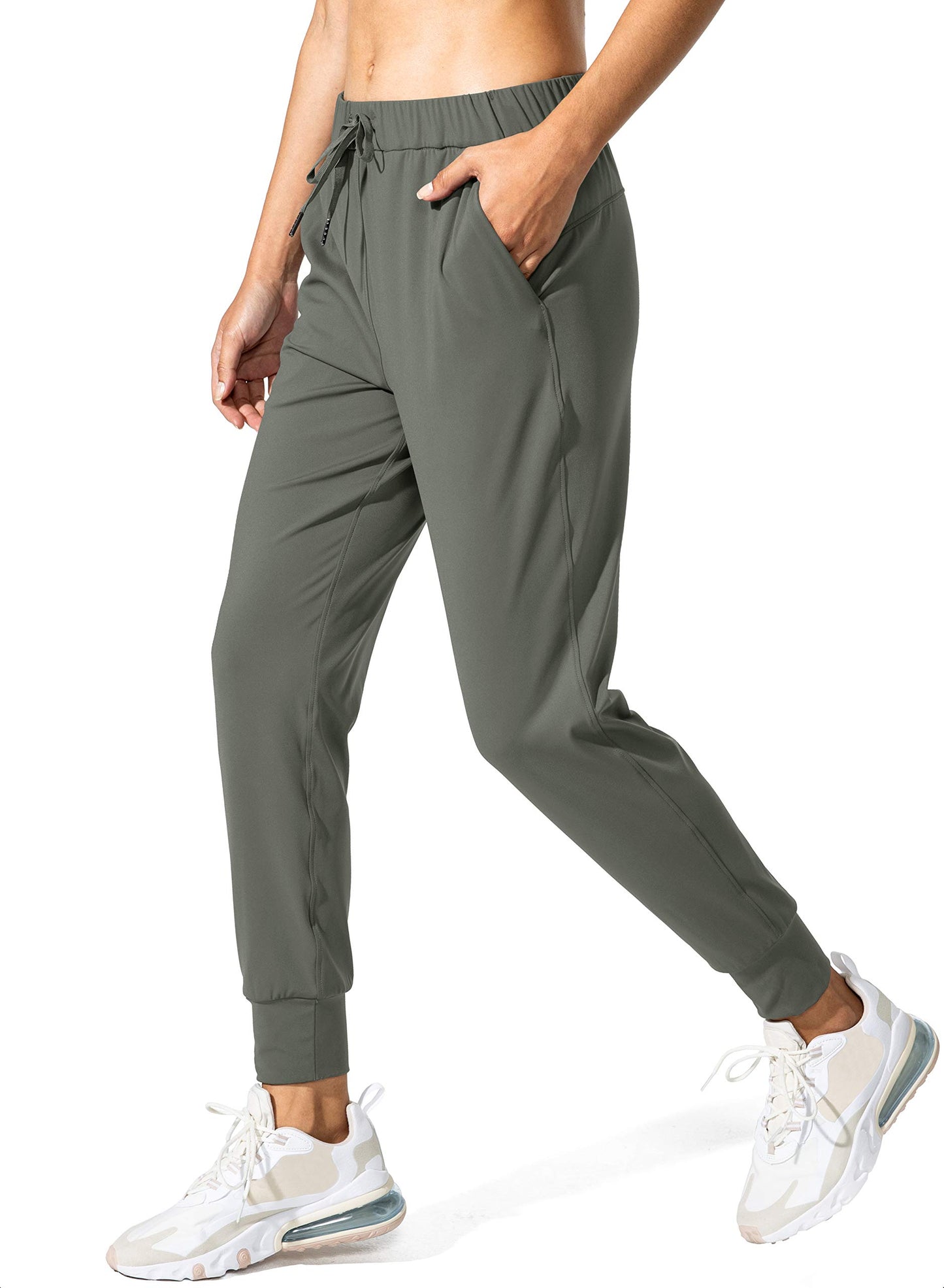 SANTINY Women's Joggers Pants Pockets Drawstring Running Sweatpants for Women Lounge Workout Jogging(Olive Green_L)