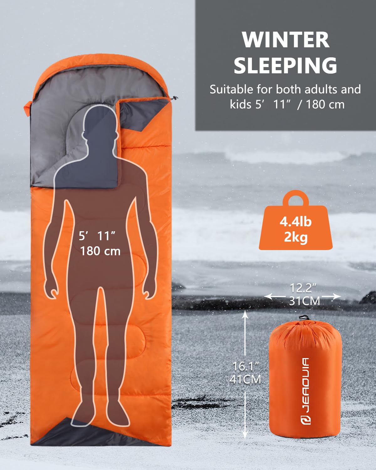 Sleeping Bags for Adults Cold Weather - 20 Degree Big&Tall Size Backpacking Lightweight Waterproof for Girls Boys Mens Teen Women for Camping Hiking Outdoor Travel Hunting with Compression Bags