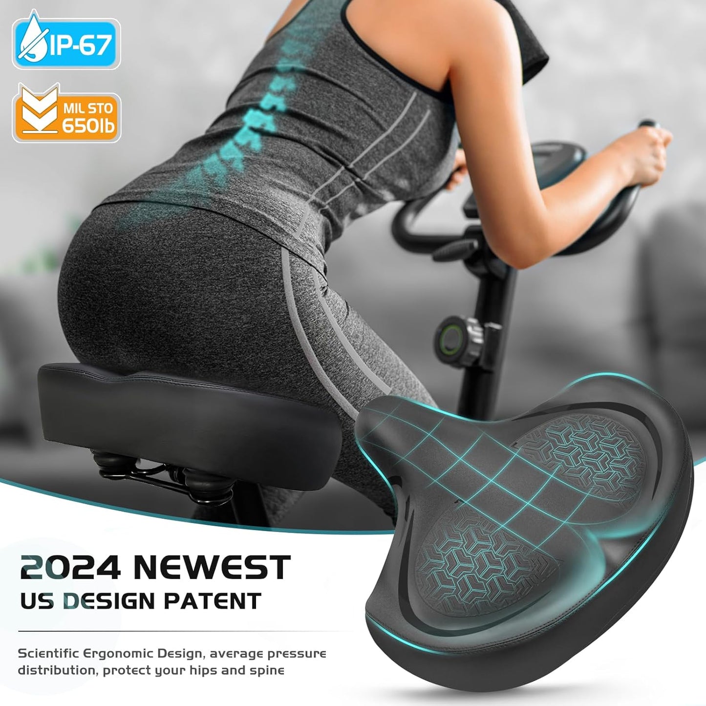 Comfortable Bicycle Seat - Oversized Saddle for Men & Women | Fits Peloton, Exercise, Electric & Mountain Bikes