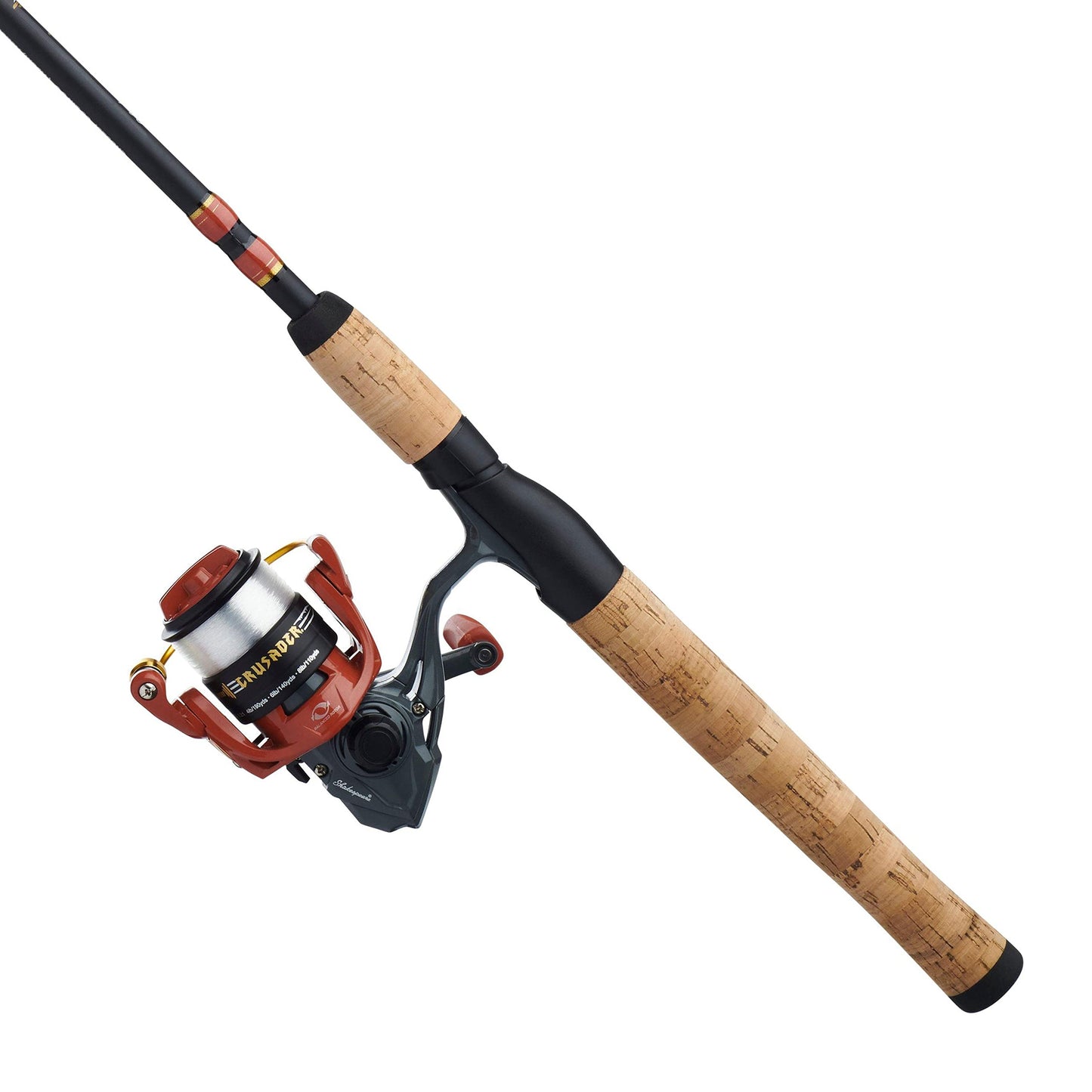 Shakespeare Crusader Spinning Reel and Fishing Rod Combo, Red/Black/Cork