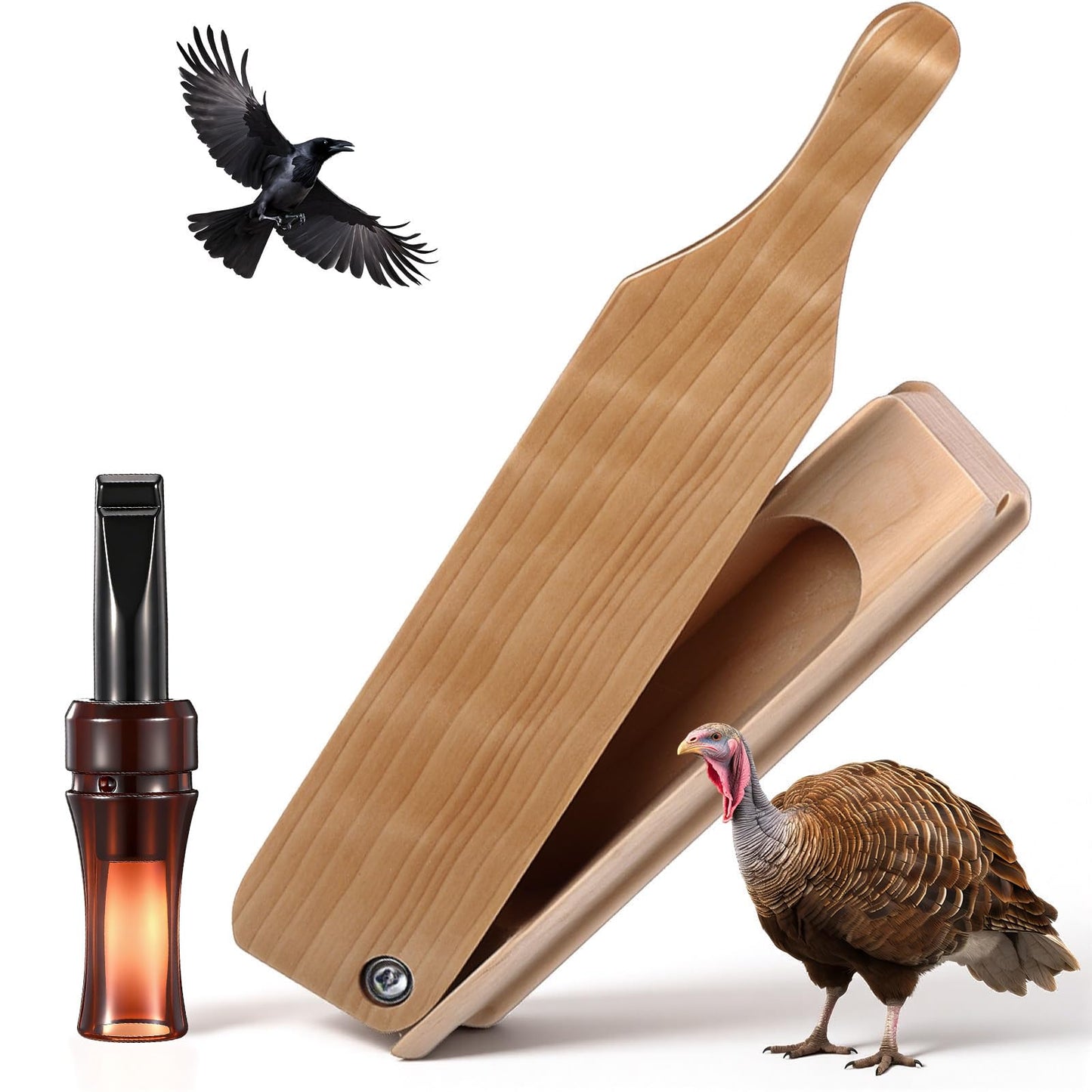 Lewtemi Turkey Crow Call Box Set with 1 Pcs Realistic Hen Box Call and 1 Pcs Portable Crow Bird Whistle Fit for Turkey Hunting Crows Game for Decoying