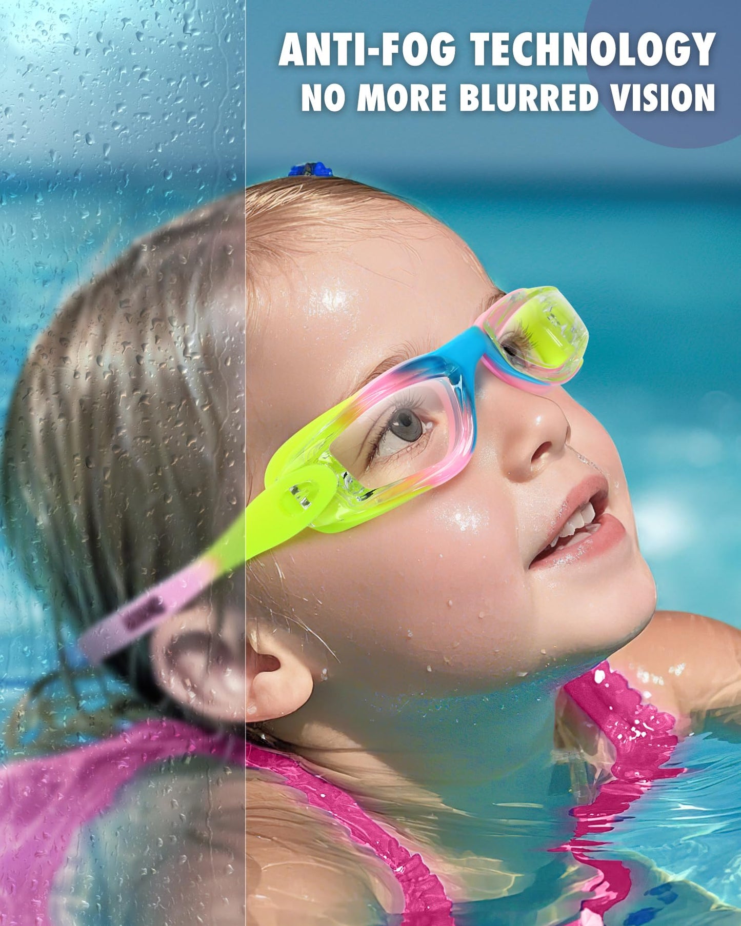 Aegend Swim Goggles for Kids Youth 3-14 Anti-Fog Anti-UV Comfort Fit Goggles for Swimming
