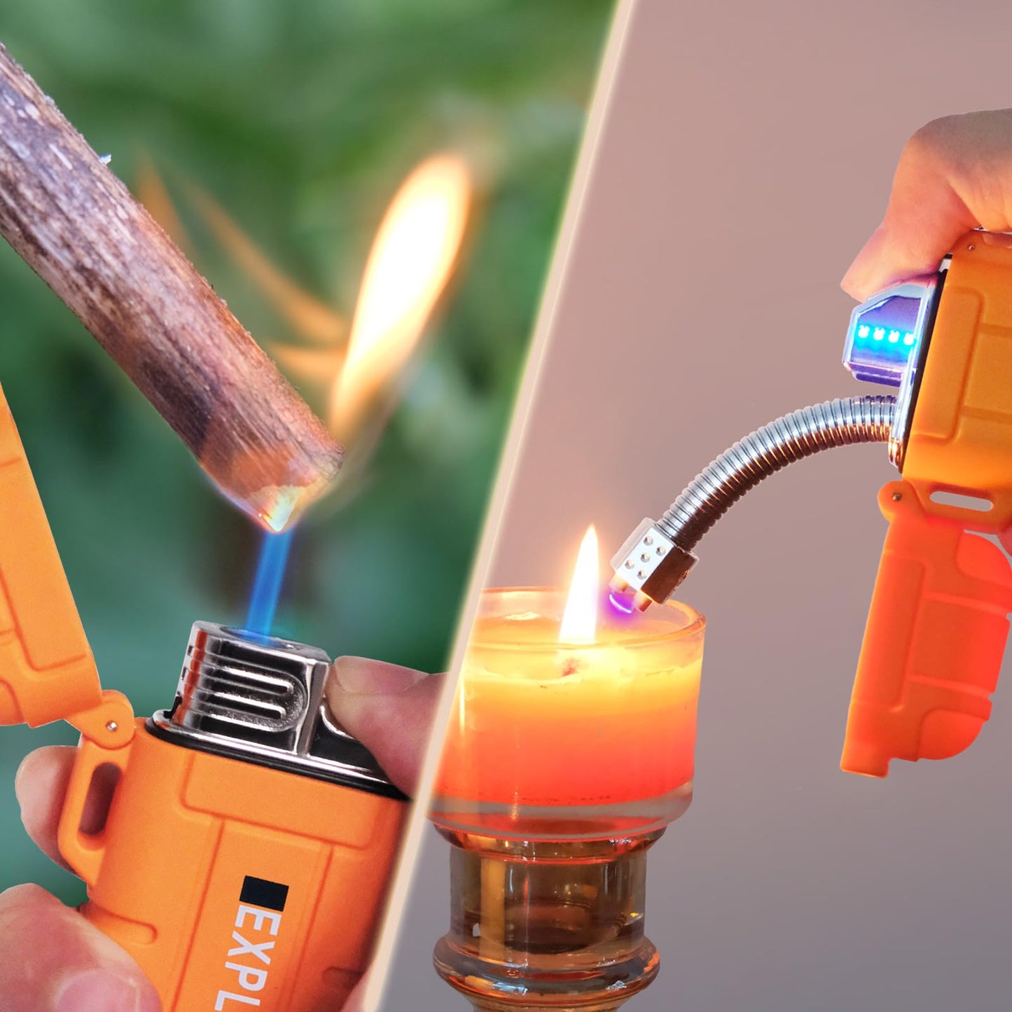 Luxgaze 2 Pack Waterproof Lighter 360° Flexible Neck Rechargeable Arc Lighter Butane Torch Lighter Electric Lighters Flameless Plasma Outdoor Lighter Survival Tactical Gear Candle Camping Adventure