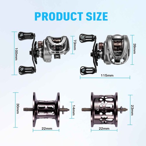 DOVIELLO HICC50 Compact Baitcaster Fishing Reels - 4.7oz Ultra Smooth Fishing Reel with Magnetic Brake, 7.1:1 Speed Ratio and 10+1 Bearing Reels Equipped for Saltwater Outdoor - Left Hand Dual spools