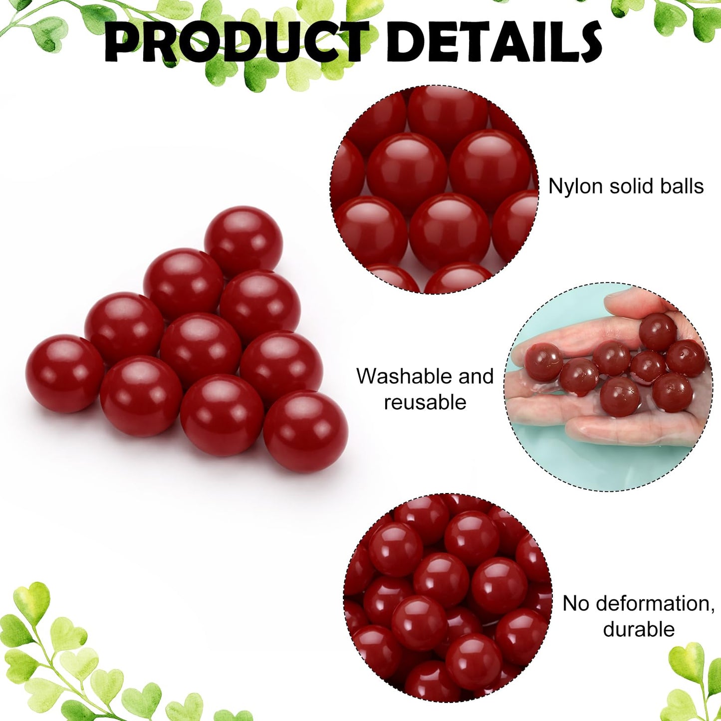 Civaner 150 x 68/61 Caliber Projectiles for Defense and Practice Reusable 68 Breaker Paintballs Solid Plastic Nylon Projectiles (Dark Red,68 Caliber)