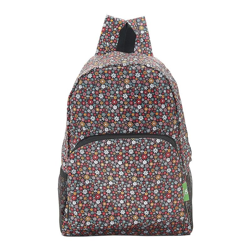 ECO CHIC Hiking Lightweight Packable Backpack - Foldable Daypack for Travel & Hiking & Outdoor Adventures - Waterproof Backpack from Recycled Materials (Ditsy Black)