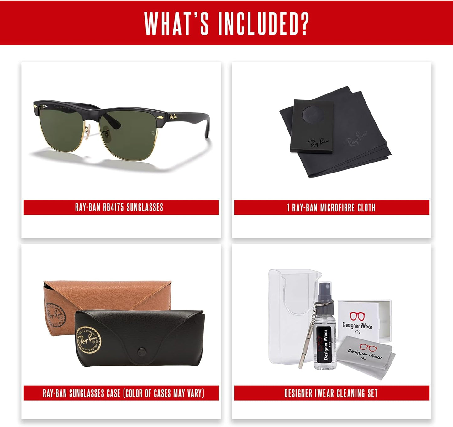 Ray-Ban Clubmaster Oversized Sunglasses - 57MM Demishiny Black/Crystal Lens | Gold/Crystal G-15 Green