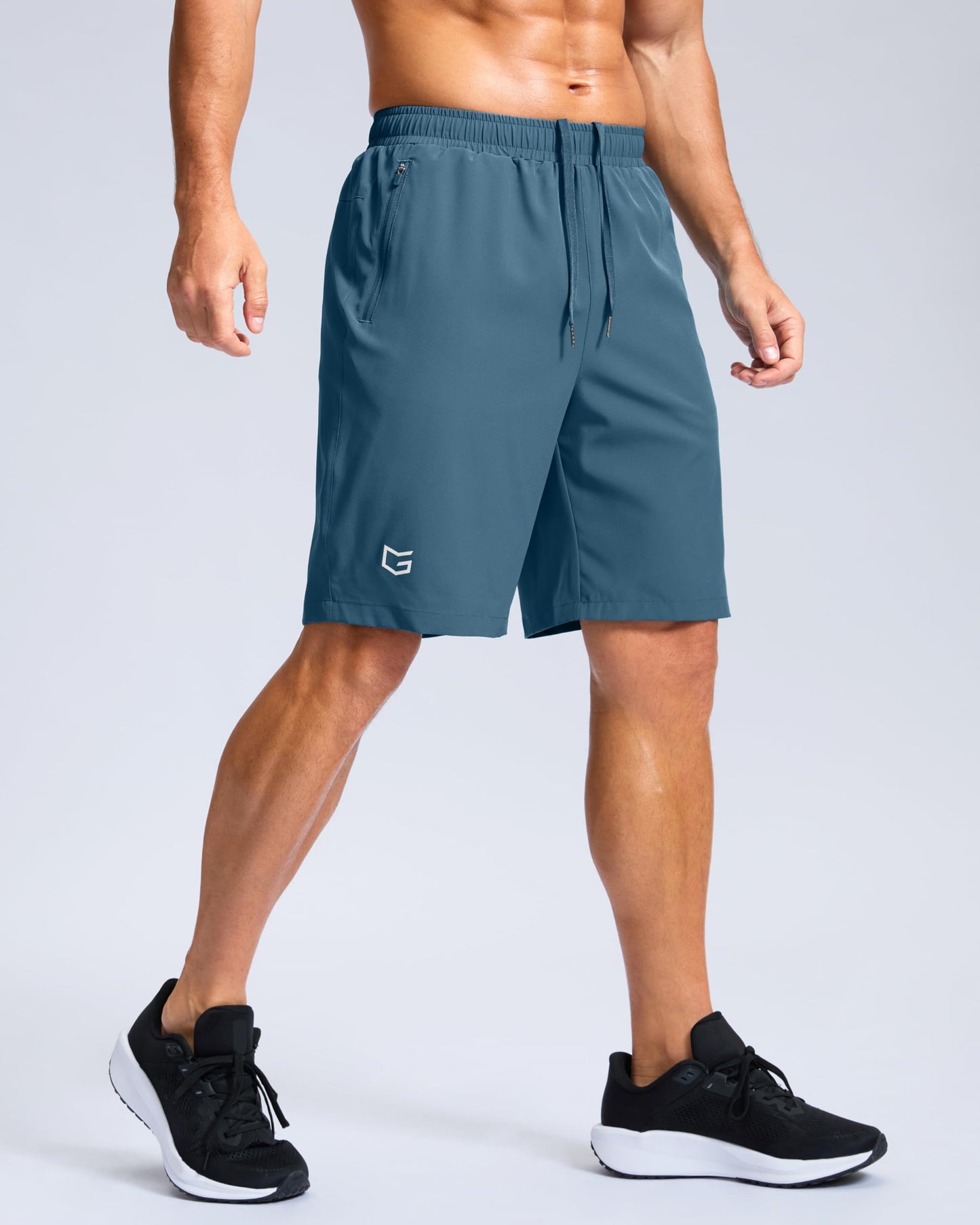 G Gradual Men's Athletic Running Shorts with Zipper Pockets Quick Dry 7"/ 5"/ 9" Workout Gym Shorts for Basketball Hiking(Dusty Blue,9XXXL)