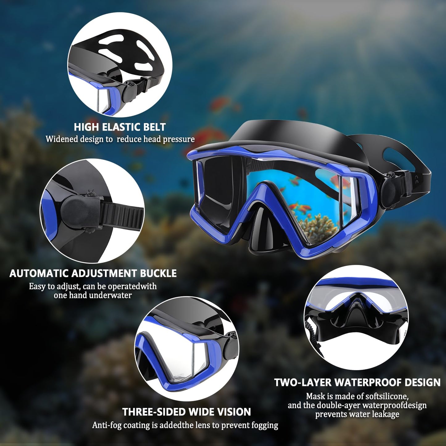 AQUA A DIVE SPORTS Diving mask Anti-Fog Swimming Snorkel mask Suitable for Adults Scuba Dive Swim Snorkeling Goggles Masks