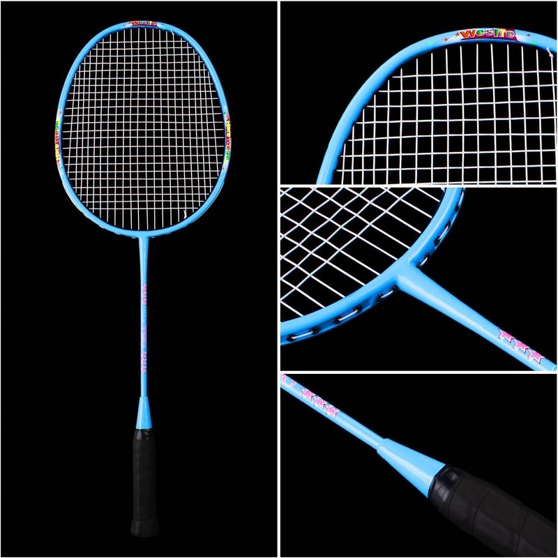 Senston Lightweight Beginner Badminton Set | 2 Rackets, 2 Shuttlecocks, Carry Bag Pink and Blue