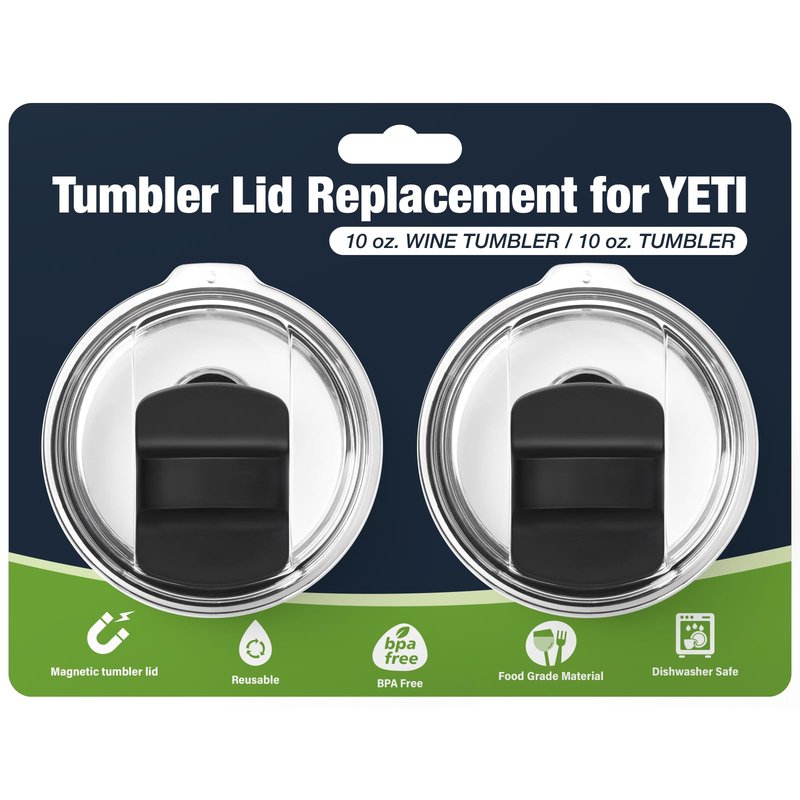 10 oz 295 ml Tumbler Lids for YETI,Magnetic Tumbler Lid Replacement for YETI,BPA Free 2 Pack Black Tumbler Lids