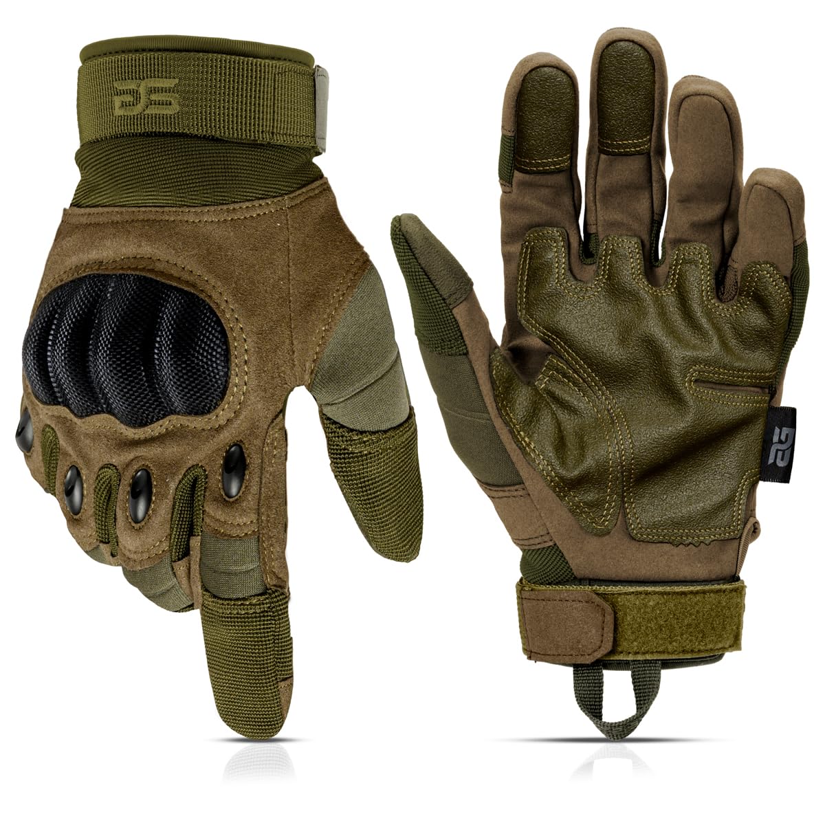Glove Station Gloves for Men – Touchscreen Utility Gear with Hard Knuckle Protection Used in Motorcycle, Airsoft, & Outdoor Work Green - Hard Knuckle Medium
