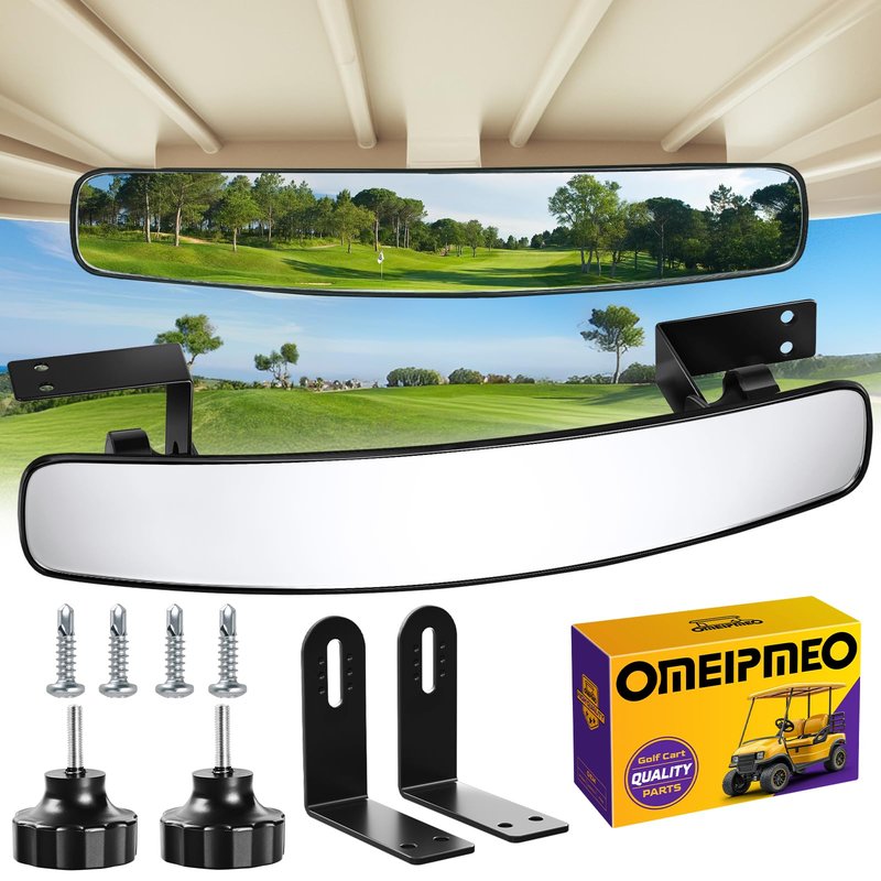 Golf Cart Rear View Mirror, Universal Adjustable Golf Cart Panoramic Mirror Fits Club Car EZGO YAMAHA and Others Cart, 16.5" Golf Carts Mirrors with 270° Rotatable Full Rearview, Eliminate Blind Spots