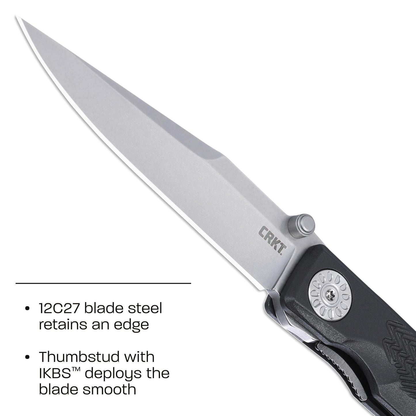 CRKT Fidus Everyday Carry Folding Knife with Liner Lock: 12C27 Plain Edge Blade, Black Glass-Reinforced Nylon Handle, 4220