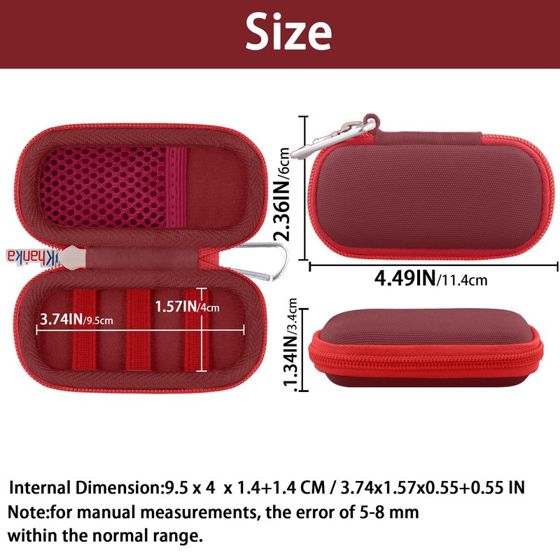 khanka Hard Case for AliveCor KardiaMobile ECG Monitor, Fits KardiaMobile 6L/6L Max, 6-Lead Personal EKG Device, Portable Heart Monitor Storage Case (Case Only)（Dark Red）