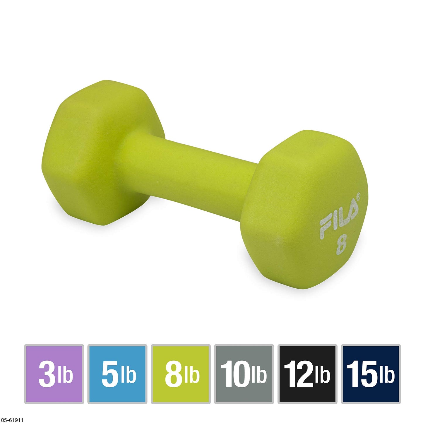 FILA Accessories Hand Weights for Women & Men - 8 lb Dumbbell Neoprene Covered for Workout, Exercise & Fitness (Sold as Single 8 Pound Dumbbell)