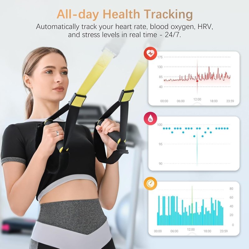 Fit Ring, Smart Health Rings for Women Men with Heart Rate,Blood Oxygen,HRV,Stress Level, Sleep Monitor, Step Tracker, No Subscription Fee, IP68 Waterproof Smart Ring for iphone &Android (Silver, 12#)