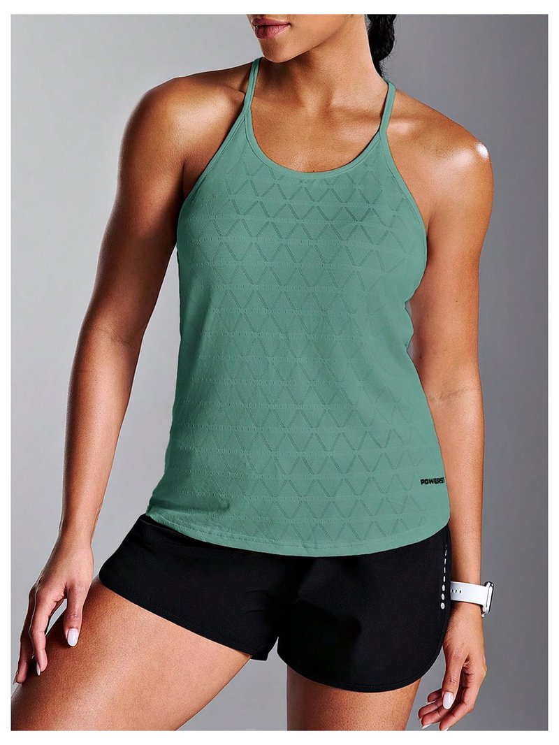 OYOANGLE Women's Backless Workout Tank Tops Sports Top Breathable Yoga Athletic Running Gym Spaghetti Strap Cami Green X-Large