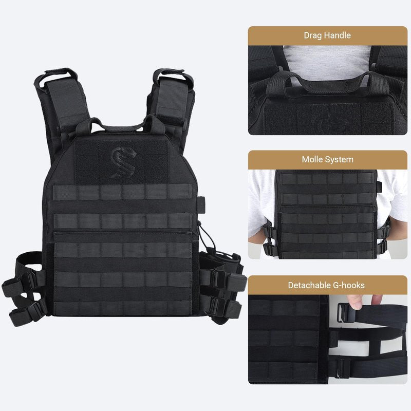 MGFLASHFORCE Tactical Airsoft Vest for Men, Molle Modular Design, 1000D Nylon, Drop Pouch Radio Pouch Included