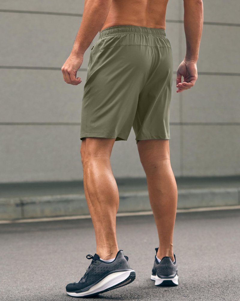 Men's Athletic Running Shorts with Zipper Pockets Quick Dry 7"/ 5"/ 9" Workout Gym Shorts for Basketball Hiking(Sage Green,7XS)