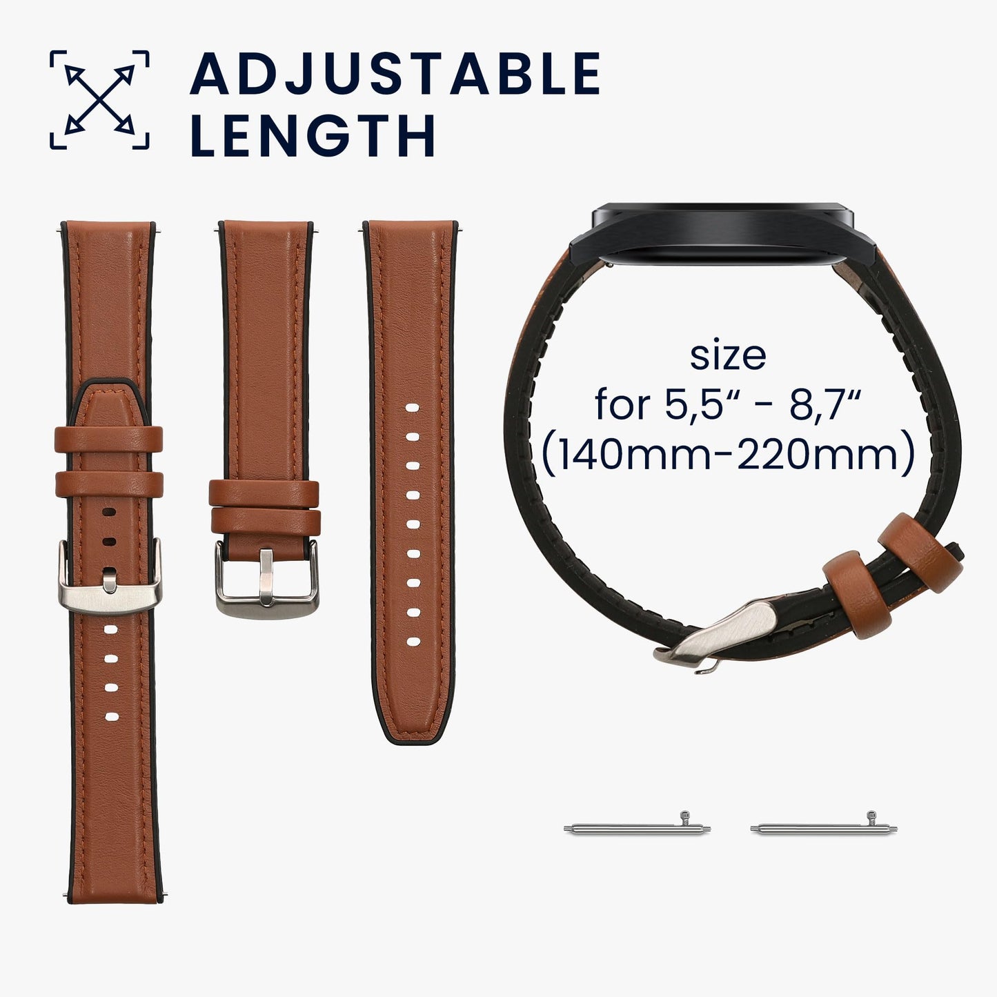 kwmobile 22mm Silicone Leather Look Sport Wristband - Brown/Black for Amazfit Bip 6