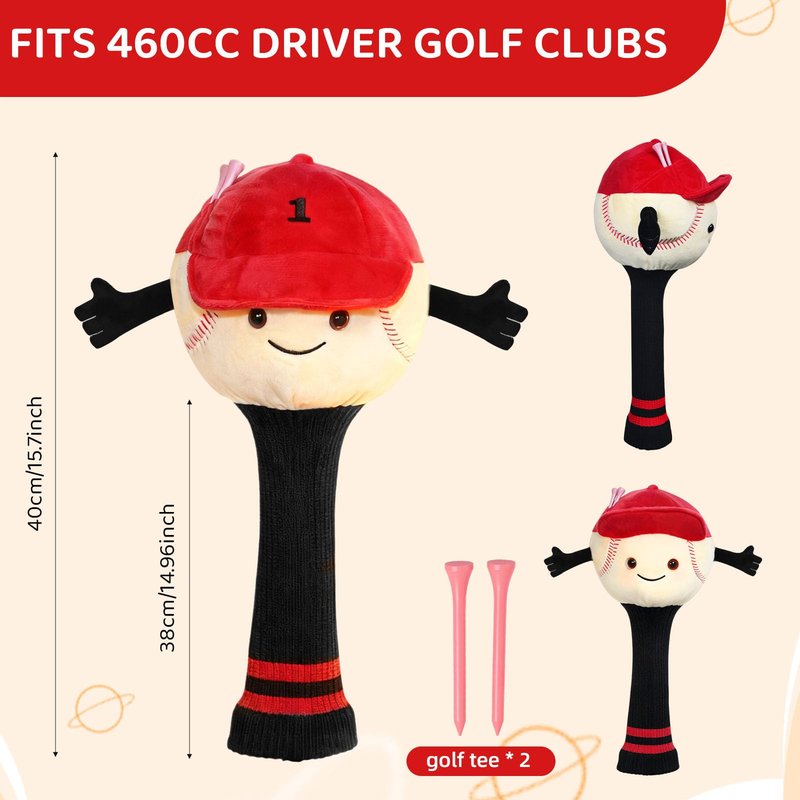 Funny Baseball Golf Driver Headcover Plush Cartoon Animal Golf Club Head Covers Golf Club Covers Driver Cover Fits 460cc Driver Head